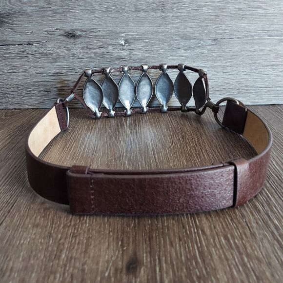 Chico's Vintage Brown Boho Cabochon Studded Belt Size Small/Medium Adjustable - Picture 2 of 6